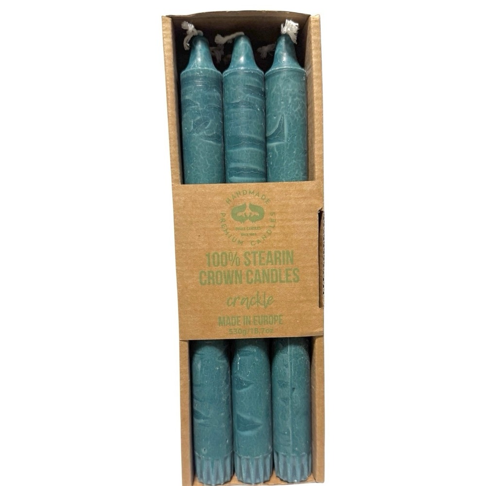 100% Handmade STEARIN CROWN CANDLES crackle‎ Blue Made In Europe